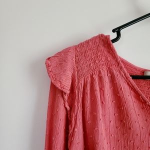 Medium Pink Loft Blouse with Ruffle Shoulders